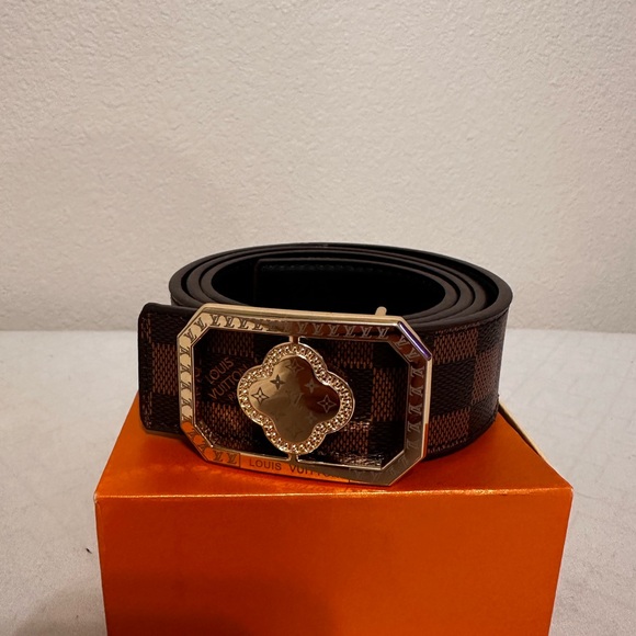 Louis Vuitton Dark Brown Belt with Gold Accent - Picture 1 of 2